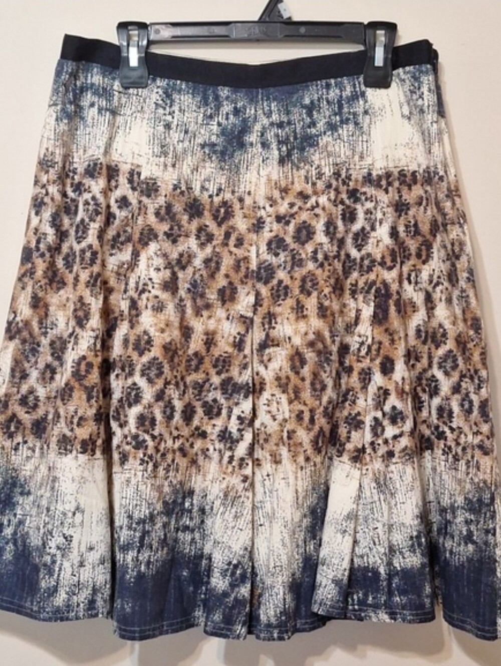 SPANNER Leopard Print Abstract Cotton A-Line Skirt Size 10 - Picture 2 of 5